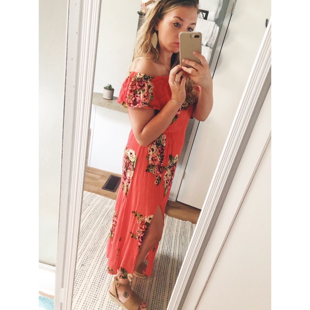 Coral pink dress